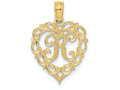 FJC Finejewelers 14k Yellow Gold K Script Initial In Heart Charm
