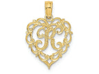 FJC Finejewelers 14k Yellow Gold K Script Initial In Heart Charm
