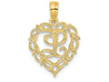 FJC Finejewelers 14k Yellow Gold L Script Initial In Heart Charm