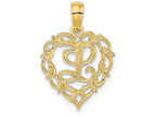 FJC Finejewelers 14k Yellow Gold L Script Initial In Heart Charm