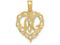 FJC Finejewelers 14k Yellow Gold M Script Initial In Heart Charm