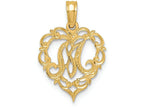 FJC Finejewelers 14k Yellow Gold M Script Initial In Heart Charm