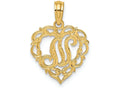 FJC Finejewelers 14k Yellow Gold N Script Initial In Heart Charm