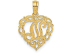 FJC Finejewelers 14k Yellow Gold N Script Initial In Heart Charm