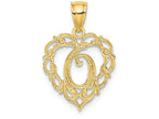 FJC Finejewelers 14k Yellow Gold O Script Initial In Heart Charm