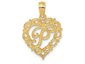 FJC Finejewelers 14k Yellow Gold P Script Initial In Heart Charm