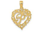 FJC Finejewelers 14k Yellow Gold P Script Initial In Heart Charm