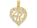 FJC Finejewelers 14k Yellow Gold R Script Initial In Heart Charm