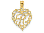 FJC Finejewelers 14k Yellow Gold R Script Initial In Heart Charm