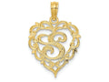 FJC Finejewelers 14k Yellow Gold S Script Initial In Heart Charm