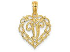 FJC Finejewelers 14k Yellow Gold V Script Initial In Heart Charm