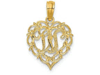 FJC Finejewelers 14k Yellow Gold W Script Initial In Heart Charm