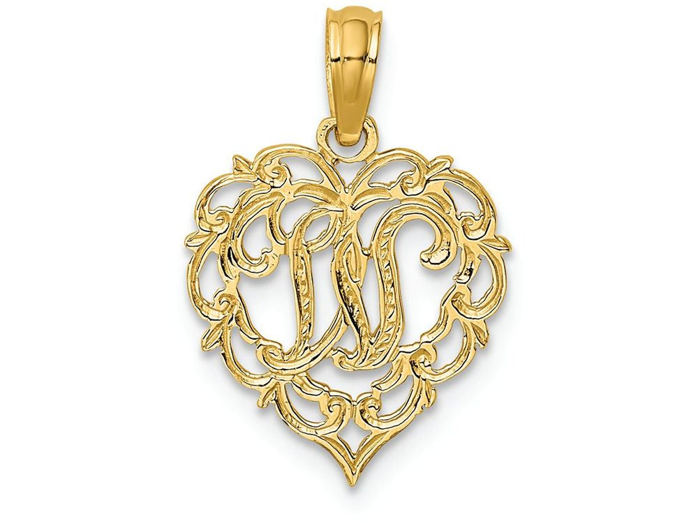FJC Finejewelers 14k Yellow Gold W Script Initial In Heart Charm