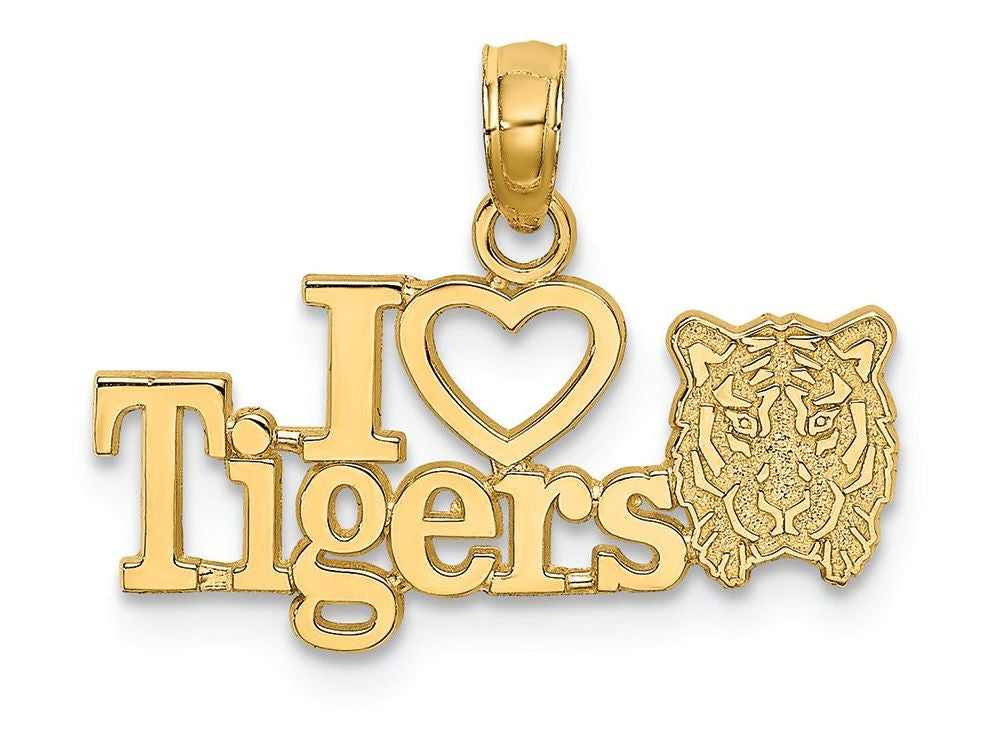 FJC Finejewelers 14k Yellow Gold I "heart" Tigers with Tiger Head (image) Charm