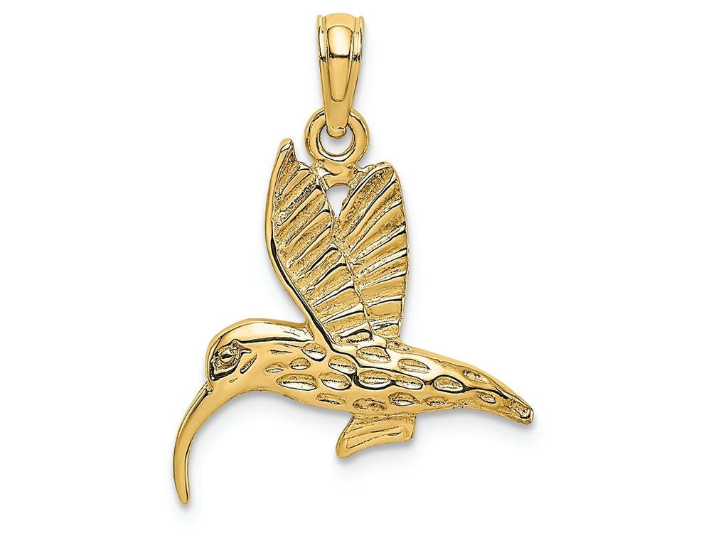 FJC Finejewelers 14k Yellow Gold Hummingbird Flying with Curved Beak Charm