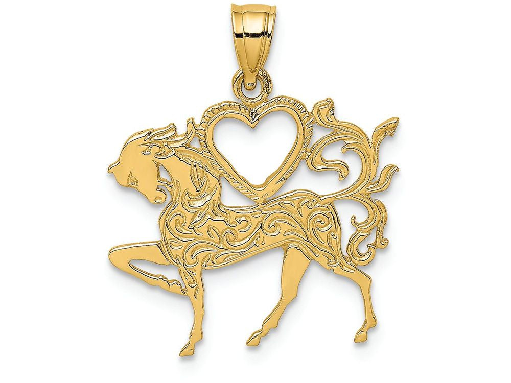 FJC Finejewelers 14k Yellow Gold Horse with Heart Charm