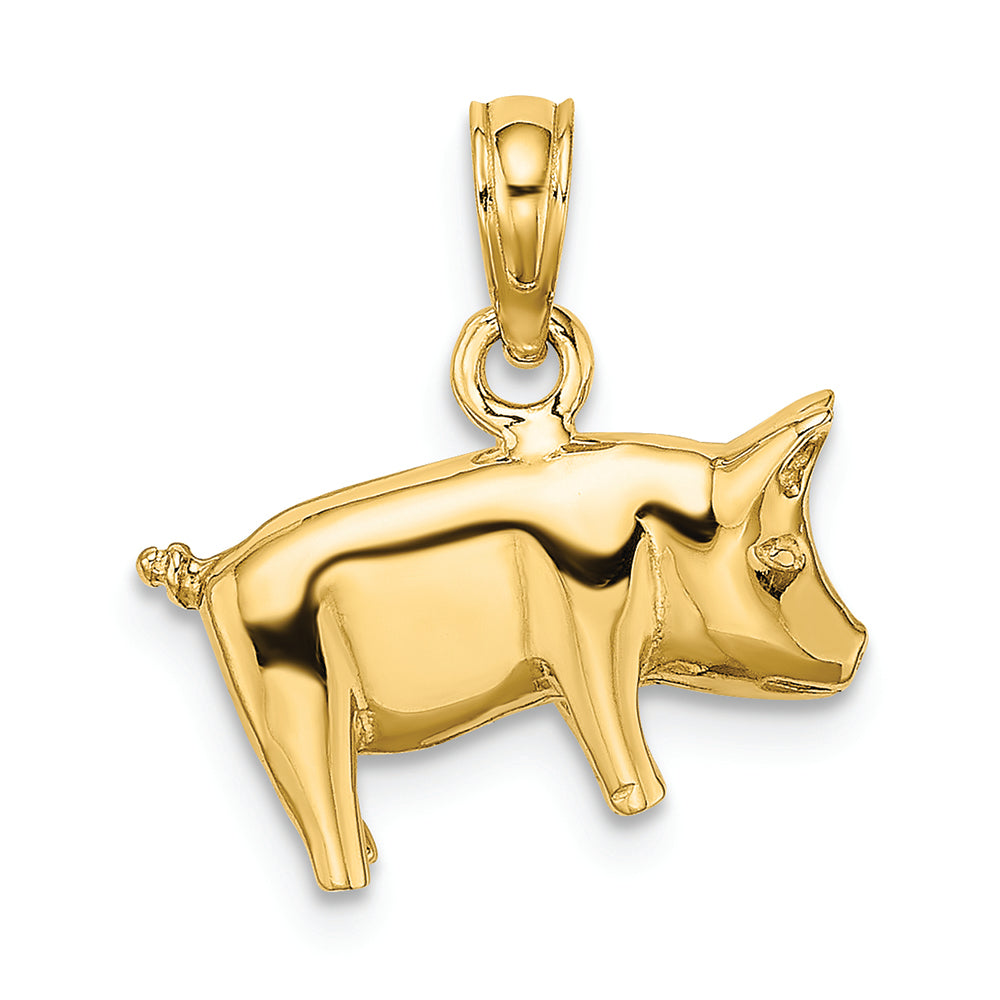 FJC Finejewelers 14k Yellow Gold 3d Pig with Curly Q Tail Charm