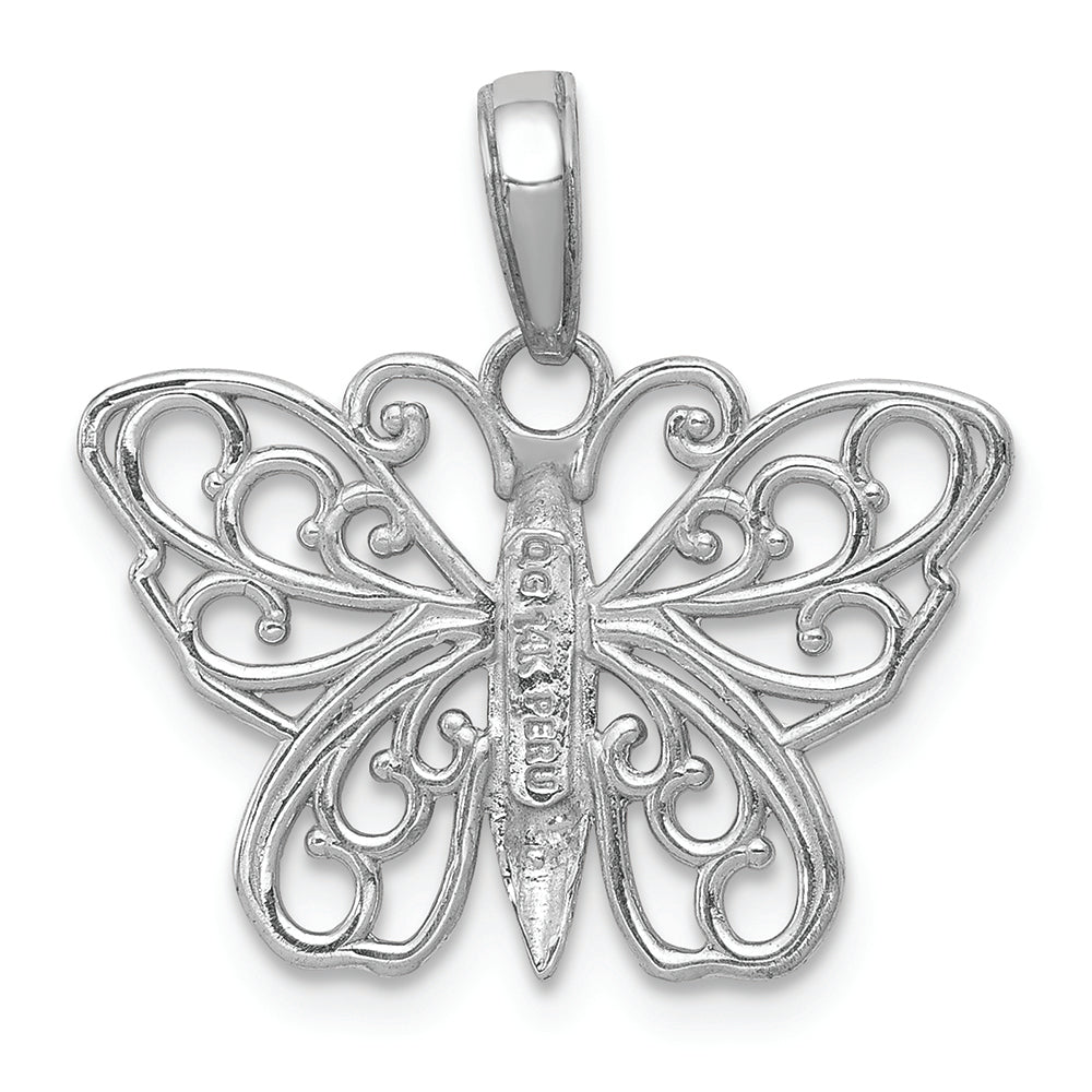FJC Finejewelers 14k White Gold White Butterfly with Filigree Wings Charm
