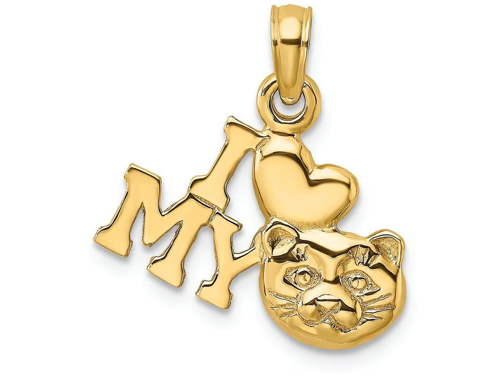 FJC Finejewelers 14k Yellow Gold I Love My Cat (heart Cat Face) Charm