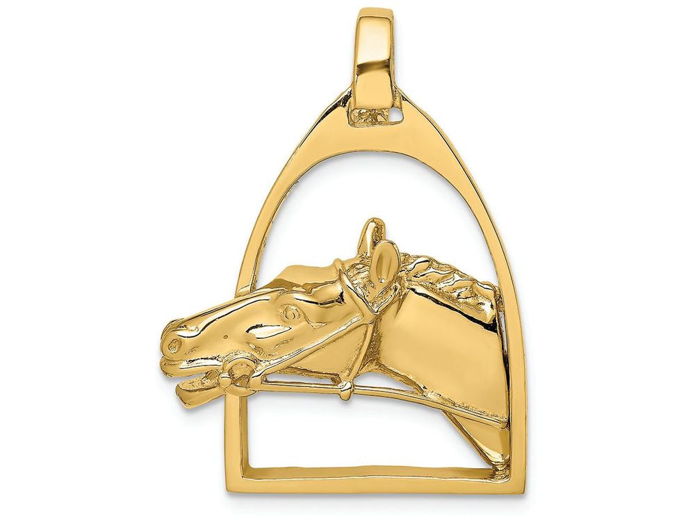 FJC Finejewelers 14k Yellow Gold Horse Head In Stirrup Polish Charm