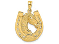 FJC Finejewelers 14k Yellow Gold Horse Head In Shoehp Engraved Charm