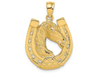 FJC Finejewelers 14k Yellow Gold Horse Head In Shoehp Engraved Charm