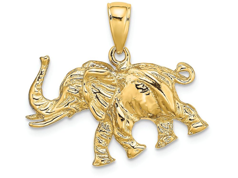 FJC Finejewelers 14k Yellow Gold 3d Elephant Profile with Tusk Charm