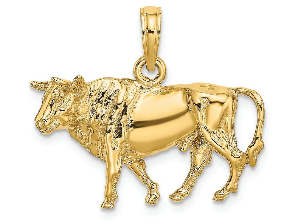 FJC Finejewelers 14k Yellow Gold 3d Bull with Horns Charm