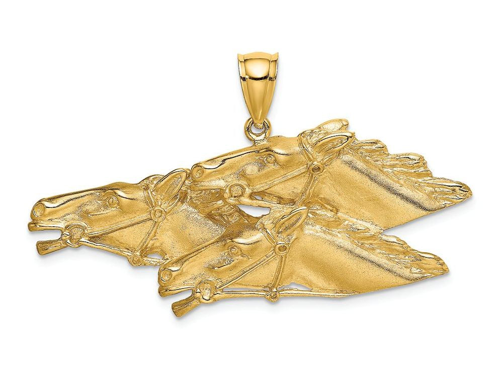 FJC Finejewelers 14k Yellow Gold Triple Horse Head Charmsatin