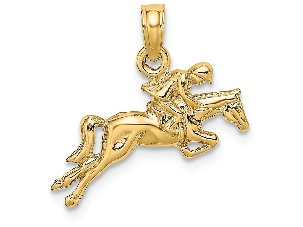 FJC Finejewelers 14k Yellow Gold Jockey On Horse Jumping Charm