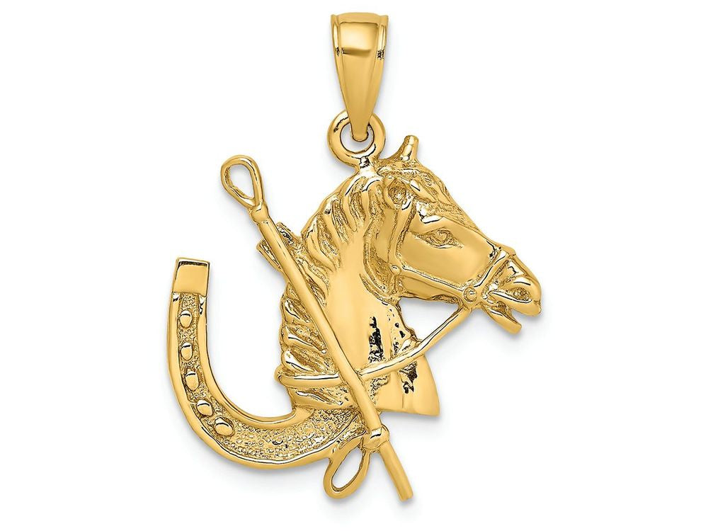 FJC Finejewelers 14k Yellow Gold Horse Head with Shoe And Crop Charm