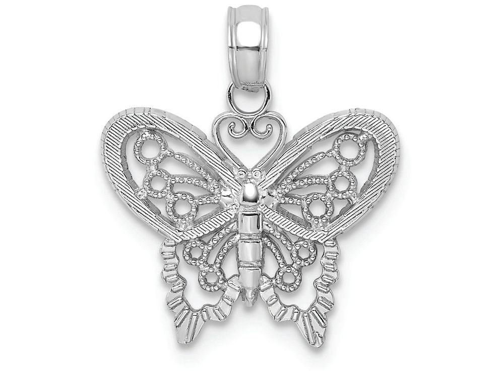 FJC Finejewelers 14k White Gold White Butterfly Charm
