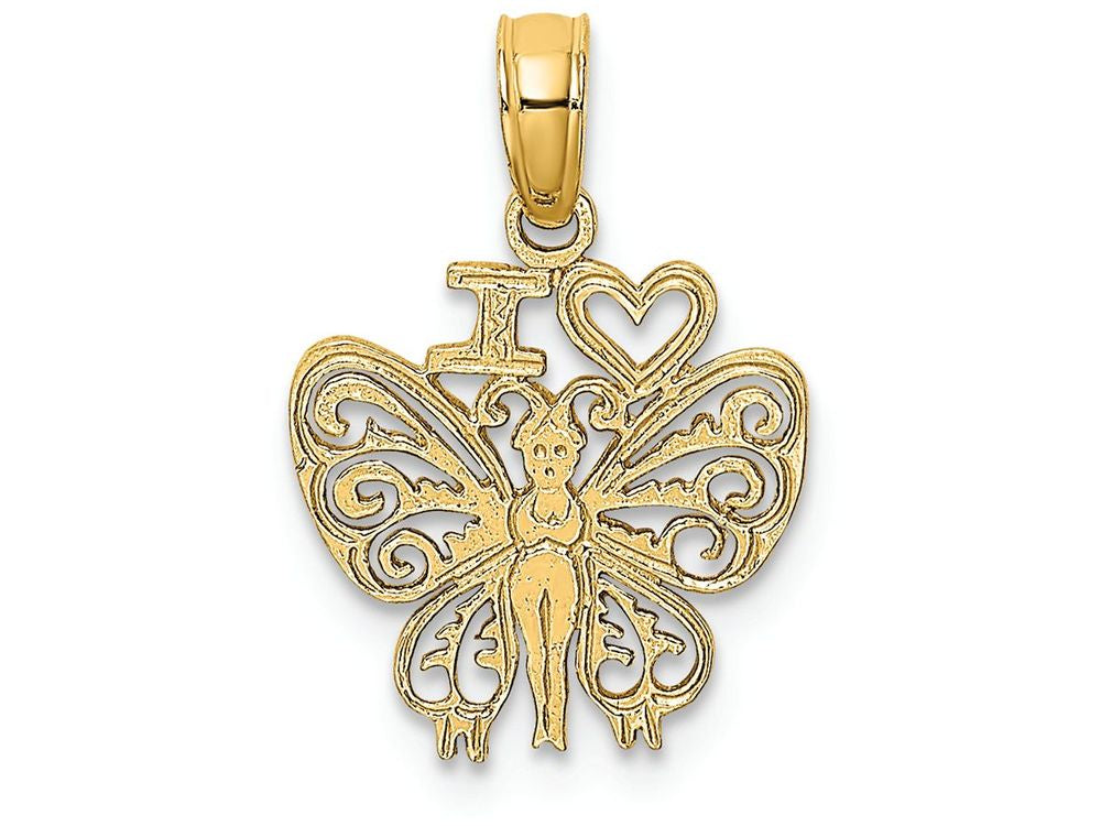 FJC Finejewelers 14k Yellow Gold I "heart" Butterfly (image) Charm