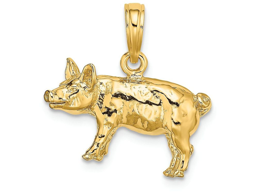 FJC Finejewelers 14k Yellow Gold 3d Farm Pig Charm