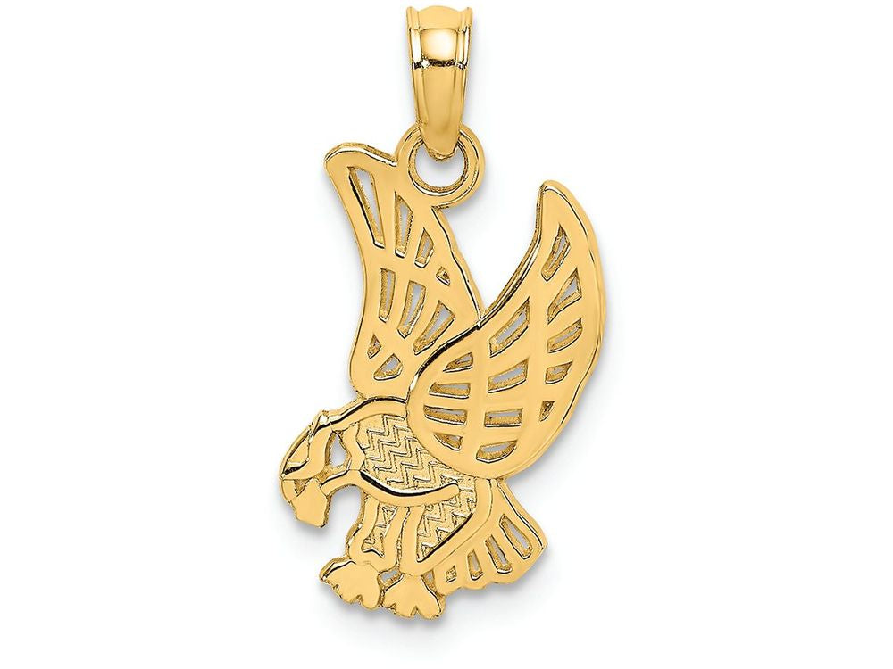 FJC Finejewelers 14k Yellow Gold Eagle Landing Flat with Head Down Wings Up Charm