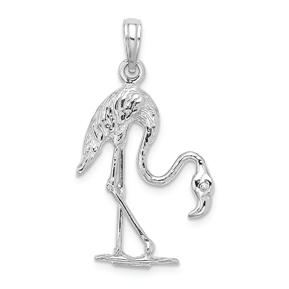 FJC Finejewelers 14k White Gold 3d Flamingo Charm