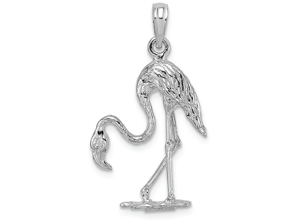 FJC Finejewelers 14k White Gold 3d Flamingo Charm