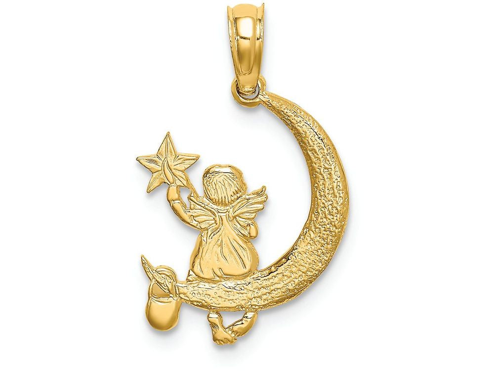 FJC Finejewelers 14k Yellow Gold Angel On Half Moon Holding Star Charm