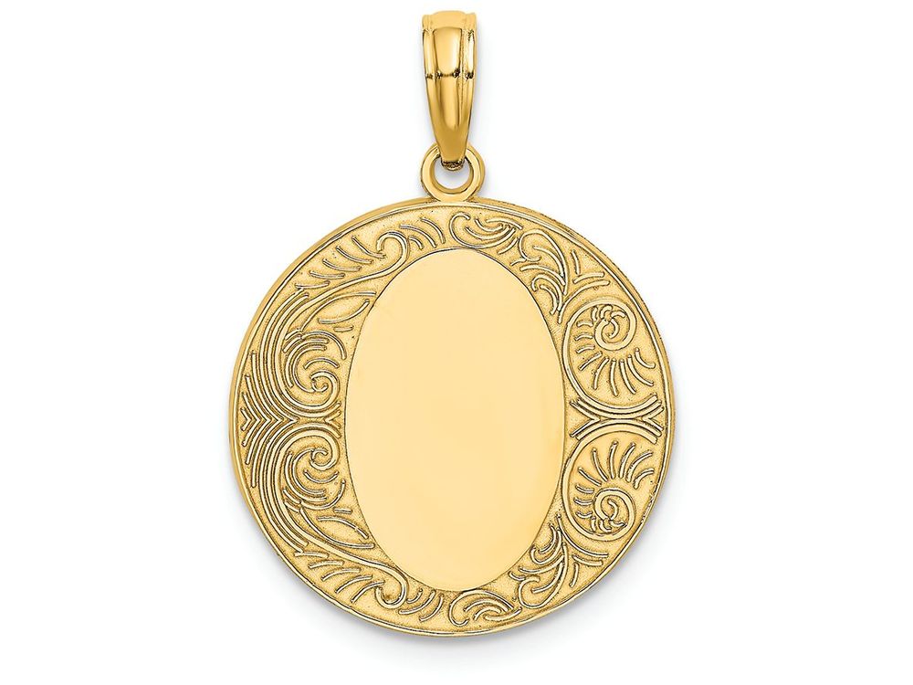 FJC Finejewelers 14k Yellow Gold Circle Engraved with Engraveable Center Charm