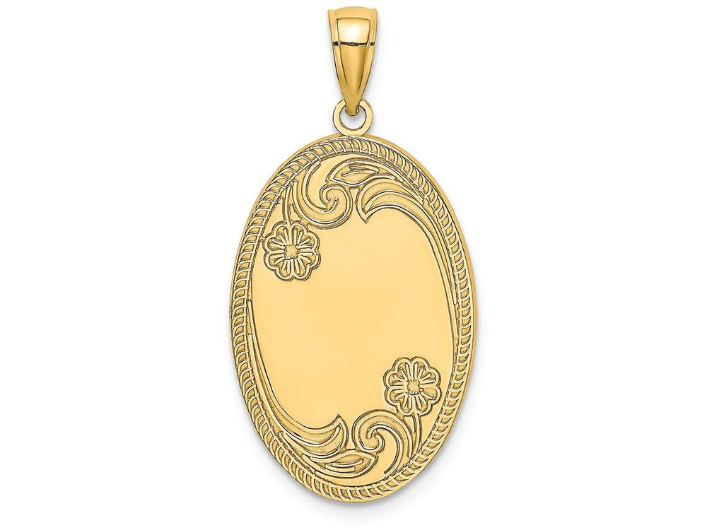 FJC Finejewelers 14k Yellow Gold Oval Engraved with Engraveable Center Charm