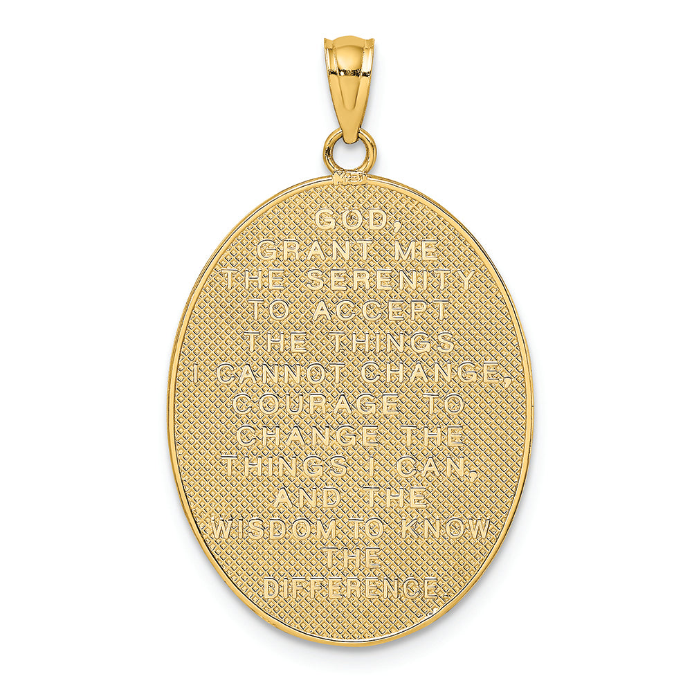FJC Finejewelers 14k Yellow Gold Serenity Prayer Oval Disc with Enamel Rose Reverse Charm