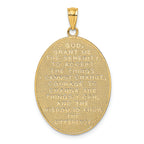 FJC Finejewelers 14k Yellow Gold Serenity Prayer Oval Disc with Enamel Rose Reverse Charm