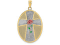 FJC Finejewelers 14k Yellow Gold Serenity Prayer Oval Disc with Enamel Rose Reverse Charm