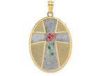 FJC Finejewelers 14k Yellow Gold Serenity Prayer Oval Disc with Enamel Rose Reverse Charm