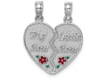 FJC Finejewelers 14k White Gold White Big Sisterlittle Sister Breakable Heart with Enamel Fl Charm