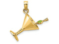 FJC Finejewelers 14k Yellow Gold 3d Martini with Olive Charm