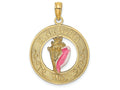 FJC Finejewelers 14k Yellow Gold Antigua Wi On Round Frame with Enamel Conch Shell Center Charm