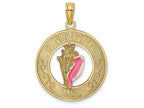 FJC Finejewelers 14k Yellow Gold Antigua Wi On Round Frame with Enamel Conch Shell Center Charm