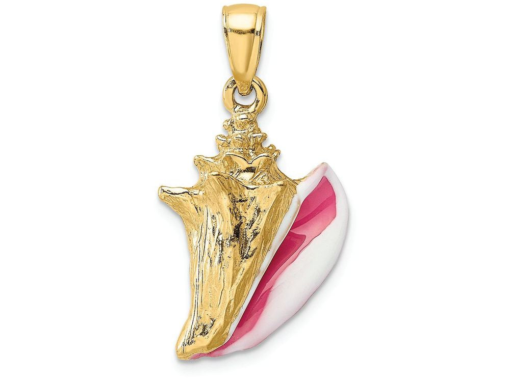FJC Finejewelers 14k Yellow Gold Enamel 3d Conch Shell Charm