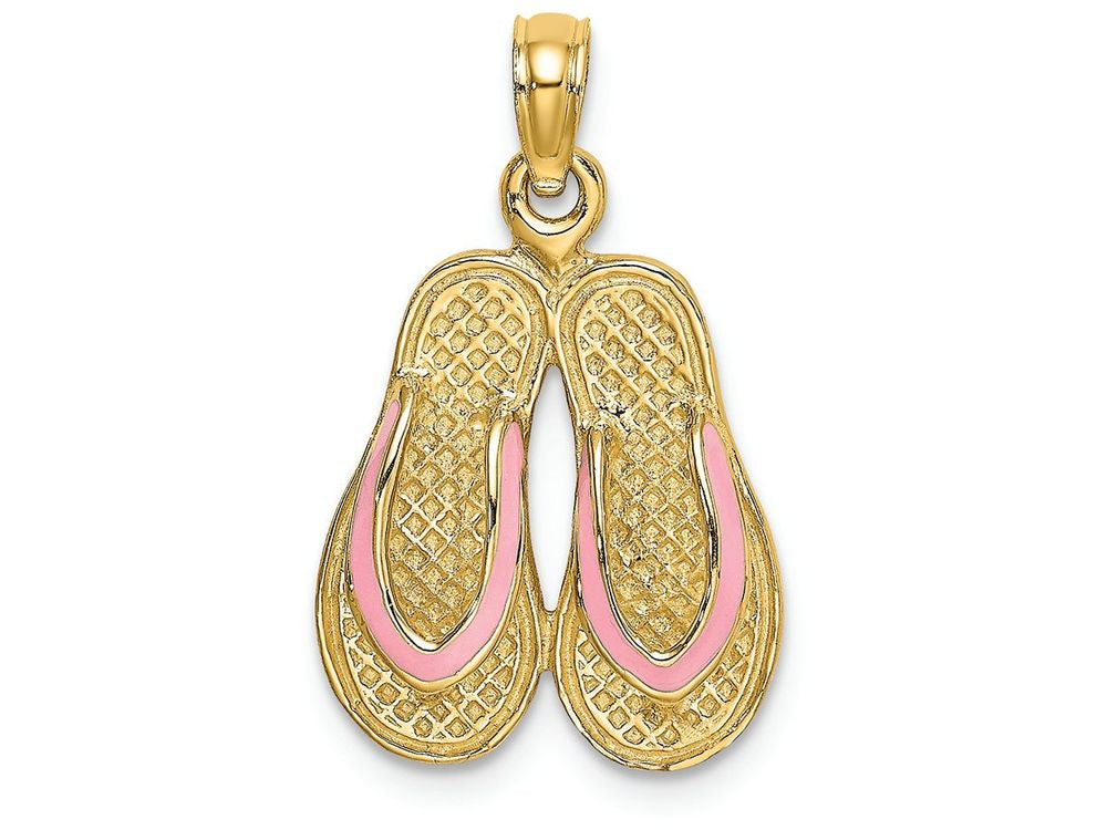 FJC Finejewelers 14k Yellow Gold Pink Enamel Double Flip-flop Charm